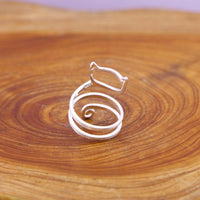 Large Size Circle Spiral Fashion Cute Open Cat Ring - sparklingselections