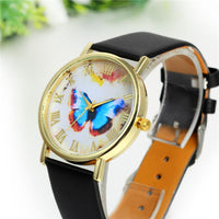 Latest Designing Watches Butterfly Printed Leather Strap Women Fashion New Watch - sparklingselections