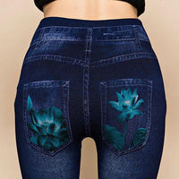new Women's Sexy Hollow Cut Flower Print Skinny Jeans size m - sparklingselections