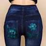 new Women's Sexy Hollow Cut Flower Print Skinny Jeans size m