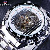 Transparent Skeleton Dial Silver Stainless Steel Mens Watches - sparklingselections