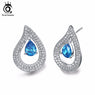 Double Water Drop Design with Charm Blue Crystal for Girl's