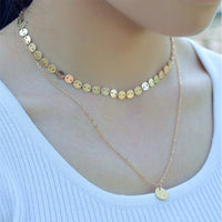 new Multi Simple Women Coin Tassel Chain Choker Necklace - sparklingselections