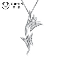 Silver Plated Butterfly Shape Crystal Women Pendant Necklace - sparklingselections