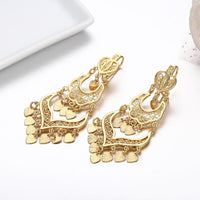 Gold Color Big Drop Dangle Long Earrings For Women - sparklingselections