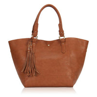Leather Brown Shoulder Handbag Set For Ladies - sparklingselections