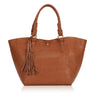 Leather Brown Shoulder Handbag Set For Ladies