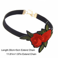 Red Roses Flower Collier Steampunk Chocker Chain Necklaces & Pendants