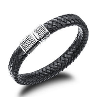 Stylish Black Leather Braided Bracelet for Men - sparklingselections