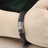 Stylish Black Leather Braided Bracelet for Men - sparklingselections