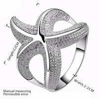 Silver Color Luxury Starfish Party Rings For Women