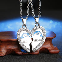 Ocean Heart Crystal Necklace Best Friend Pendant for Women's