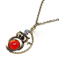 Rhinestone Crystal Studded Owl Pattern Necklace for Women