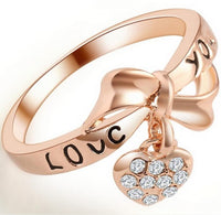 Retro Love Heart Bow Rings Rose Gold Color Ring For Women - sparklingselections