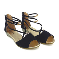 new Summer Women Comfort Solid Low Heels Sandal size 75859 - sparklingselections