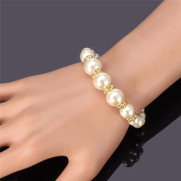 Trendy Round Synthetic Pearl Strand Bracelet For Women - sparklingselections