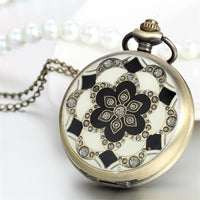 Vintage Pocket Necklace Chain Pendent Flower Quartz Pocket Watch - sparklingselections