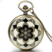 Vintage Pocket Necklace Chain Pendent Flower Quartz Pocket Watch - sparklingselections