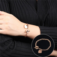 Women Jewelry Heart Pendant Stainless Steel Bracelet - sparklingselections