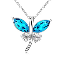 Crystal Cute Butterfly White Gold Pendant Necklace - sparklingselections