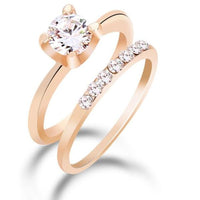 gold color  CZ zircon finger ring set wedding gift for women - sparklingselections