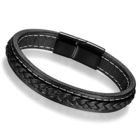 Men Black Leather Bracelet - sparklingselections