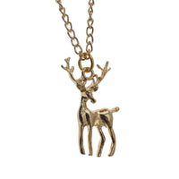 New Women's Gold Jewelry Deer Pendant 16" Short Necklace - sparklingselections