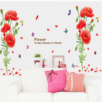 Poppy Flowers Wall Stickers For Wedding Home