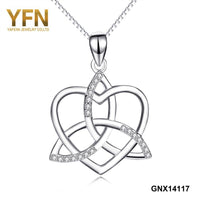 Love Heart Celtic Knot Cross Pendant Necklace - sparklingselections