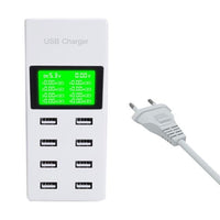 New Universal 8 USB Port Display Screen Travel AC Power Adapter - sparklingselections
