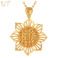 Sun Flower Pendant Necklace - sparklingselections