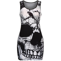 New Women's Sleeveless Skull Printed Summer Vintage Dress - sparklingselections