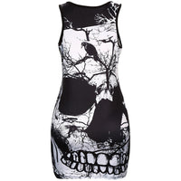 New Women's Sleeveless Skull Printed Summer Vintage Dress - sparklingselections