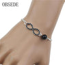Silver Plated Eight Infinity Charm Cuff Bracelet Bangle For Women