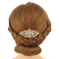 Gold Tone Bridal Flower Hair Comb Pins - sparklingselections