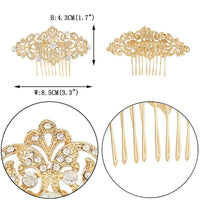 Gold Tone Bridal Flower Hair Comb Pins - sparklingselections