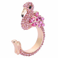Sparkling Pink Flamingo Party Ring Fashion Women Romantic Wedding Ring Jewelry Accessory For Gifts Hot Sale Bridal Jewelry - sparklingselections
