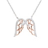 Silver Dual Angel Wing Pendant Necklace For Women
