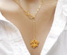 New Trendy Infinity Lotus Lariat Pendant Necklace Women's Fashion Wedding Engagement Necklace Accessory