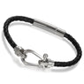 Stainless Steel Black Leather Bracelets for Women