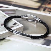 Stainless Steel Black Leather Bracelets for Women - sparklingselections