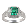 Sterling Silver Wedding Ring with Green Crystal For Women