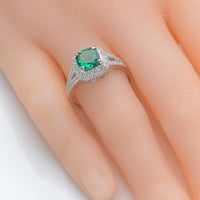 Sterling Silver Wedding Ring with Green Crystal For Women - sparklingselections