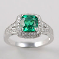 Sterling Silver Wedding Ring with Green Crystal For Women - sparklingselections