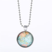 Glass Dome Globe Planet Earth World Map Pendant Necklace For Women - sparklingselections