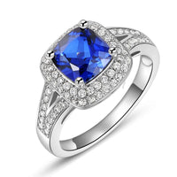 Blue CZ Pure Sterling Silver Wedding Ring For Women - sparklingselections