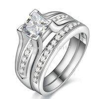 Princess Cut CZ 9 Sliver Wedding Ring Women - sparklingselections