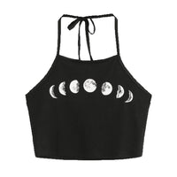 New Summer Women moon Printed Backless Top - sparklingselections