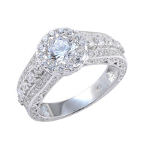 Sterling Silver Halo Wedding Ring For Women - sparklingselections