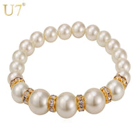 Trendy Round Synthetic Pearl Strand Bracelet For Women - sparklingselections